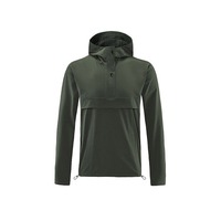 Veste à capuche unisexe à demi-zip 100% coton légère coupe-vent pour sports d'hiver en plein air brodée