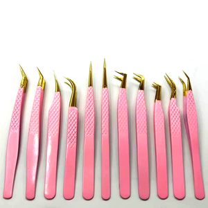 Pinzas de pestañas de volumen profesional de rejilla dorada Pinzas de pestañas de injerto para pestañas - Product Image 2