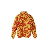 Jaket Bomber Berkualitas Tinggi dengan Ritsleting, Motif Bunga Floral, Beludru Berlapis, Jaket Varsity untuk Pria