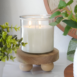 Handcrafted Wooden <b>Pillar</b> <b>Candle</b> Holder Rustic Farmhouse Decor Perfect for <b>Large</b> <b>Candles</b> Natural Wood Look - Product Image 2