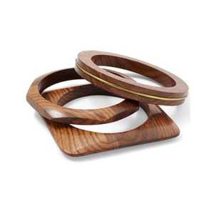 Brazaletes de madera Set Heart Cut Trendy Women's Round Handmade Fashion Gift INDIA ART PLACE - Product Image 1