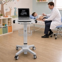 Chariot médical à ultrasons portable, support en alliage d'aluminium réglable en hauteur avec 4 roues silencieuses
