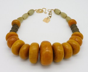 Nuevo y Elegante Collar de Moda con Cuentas para Mujer, de Resina Acrílica, Grueso, con Baño de Oro, en Rojo, Blanco y Amarillo, Joyería de Fiesta para Mujer - Product Image 6