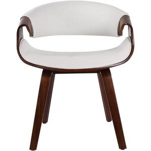 Ensemble de 2 chaises de salle à manger en bois courbé blanc, design scandinave du milieu du siècle, revêtement en cuir PU avec structure en bois contreplaqué noyer - Product Image 3