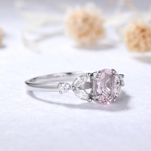 แหวนอัญมณีแท้สีทอง14K จากมอร์แกไนท์ธรรมชาติแหวนหมั้นประดับเพชรแท้สำหรับกำจัดวัชพืช - Product Image 3