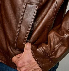 Wholesale Genuine Leather <b>Jackets</b> Men Custom Leather <b>Jacket</b> for Men Pure Leather Men's <b>Jackets</b> - Product Image 5