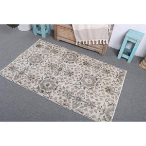 พรมขนาด 2.7x4.4 ฟุต, พรมตุรกีโบราณ, พรมขนสัตว์ลายกราฟิกสีน้ำตาลเทา - Product Image 2