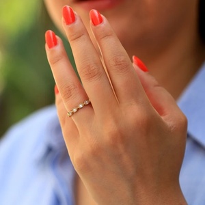 แหวนแต่งงานสไตล์วินเทจสุดหรูประดับโมอิสซาไนต์ ดีไซน์อาร์ตเดโค ทองคำ 14k สีเหลือง ได้รับการรับรองจาก GRA  งานสั่งทำพิเศษสำหรับผู้หญิง - Product Image 1