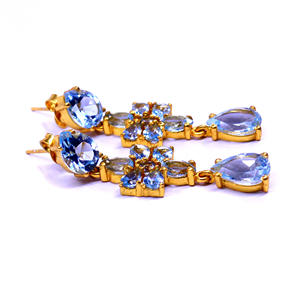 ต่างหูของผู้หญิงสำหรับงานแต่งงานแบบดั้งเดิมอัญมณีบุษราคัมชุบทองเงินแท้925ดีไซน์เนอร์ - Product Image 4