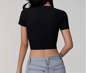 T-shirt Boxy surdimensionné pour femme de haute qualité col rond en coton coupe ajustée avec impression de logo respirant BD personnalisable - Product Image 2