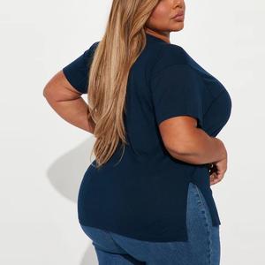 เสื้อยืดผู้หญิงลำลองเซ็กซี่สำหรับฤดูร้อน คอกลม ดีไซน์ 3 มิติ ไม่ซ้ำใคร ผ่าข้าง แขนสั้น ผ้าฝ้ายถัก ระบายอากาศ ทรงปกติ 220 - Product Image 4