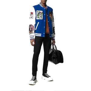 Veste universitaire personnalisée avec patch, corps en laine, col montant, style streetwear hivernal pour hommes, femmes et enfants - Product Image 6