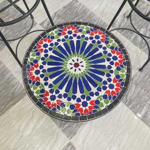 Ensemble <span class=keywords><strong>de</strong></span> bistrot <span class=keywords><strong>en</strong></span> <span class=keywords><strong>mosaïque</strong></span> <span class=keywords><strong>marocaine</strong></span>, chaise et <span class=keywords><strong>table</strong></span> <span class=keywords><strong>en</strong></span> métal décoratif, motif géométrique, mobilier <span class=keywords><strong>de</strong></span> patio extérieur, décoration <span class=keywords><strong>de</strong></span> style méditerrané<span class=keywords><strong>en</strong></span> - Product Image 5