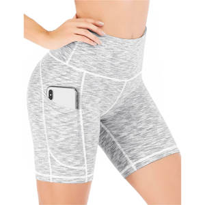 Femmes taille haute jambe large sans couture Yoga Booty Shorts contrôle du ventre Fitness athlétique entraînement course Super doux Gym Shorts - Product Image 1