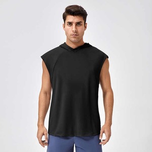 Venta al por mayor músculo gimnasio ropa hombres verano Delgado transpirable sin mangas sudaderas con capucha camisetas sin mangas sostenible transpirable Fitness deportes chaleco - Product Image 5