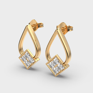 Pendiente de gota de diamante cultivado en laboratorio de corte redondo de 2 quilates, oro amarillo de 14K VS1, joyería fina de Color F de claridad para mujer - Product Image 2