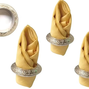 ห่วงรัดผ้าเช็ดปากทำจากทองเหลืองสุดหรูมีเอกลักษณ์รูปทรงวินเทจของตกแต่งโต๊ะปาร์ตี้งานแต่งงานแบบพิเศษ - Product Image 1