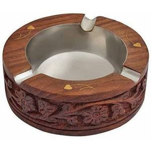 Natural Wood <b>Ashtray</b> Compact Round Bowl Pipe Holder Smokers Dish Decorative Eco Friendly Stylish Tabletop - Product Image 2