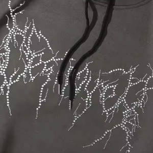 Sweats à capuche avec strass personnalisés pour hommes, coupe ajustée, couleur unie, hiver essentiel - Product Image 4