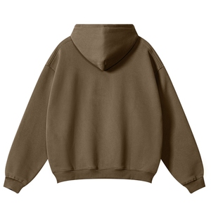 Sweats à capuche surdimensionnés en coton épais avec impression de lavage à l'acide de luxe Logo personnalisé motif solide saison d'hiver Sweat à capuche polaire sans ficelle - Product Image 2