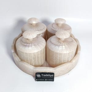 Juego de 4 contenedores herméticos de resina para el almacenamiento de la cocina del hogar elegante tarro de fruta seca para comedor de Tradebyd para regalos - Product Image 2