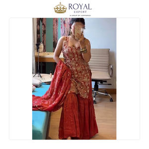 Colección de Trajes Sharara de Seda Simmer de Última Moda con Bordado para Bodas, a un Precio Accesible - Product Image 5