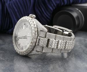 Montre de luxe antique sertie de moissanite, mouvement double ETA, VVS1, entièrement sertie de diamants, style hip-hop, acier inoxydable, cadran en verre, bracelet de 20 mm - Product Image 2