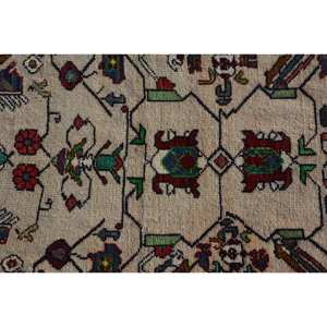 Alfombra turca clásica Beige roja Vintage de 3,4x5,2 pies de lana de retazos de área grande con respaldo de látex para pasillo o dormitorio - Product Image 5