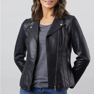 Veste en cuir véritable pour femmes, style nouveau, tendance, imprimée, respirante, coupe-vent, finition décontractée, hiver, personnalisable, vente en gros - Product Image 1