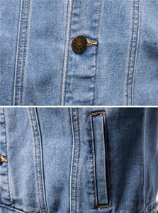 Chaqueta de camionero de mezclilla de algodón de manga larga ajustada para hombre, ropa de abrigo de invierno con cuello redondo y talla grande con logotipo personalizado - Product Image 4