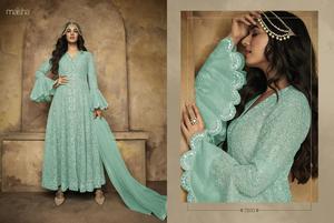 Heavy Fox-traje Anarkali para mujer, ropa de seda bordada, para trabajo de Salwar Kameez, para boda y vestidos de función tradicional - Product Image 3