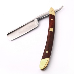 Rasoir droit en acier inoxydable avec manche en bois de haute qualité et lame remplaçable pour le rasage du visage, du corps et du maillot de bain - Utilisation masculine - Product Image 1