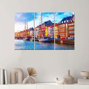 Toile imprimée : bâtiments vibrants du Danemark et paysage pittoresque, toile enveloppée 3P - Product Image 1