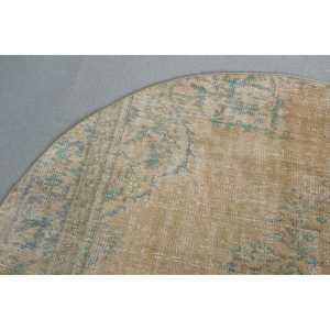 Tapis turc vintage 4,8x4,8 pi (146x147 cm), tapis persan brun - Product Image 5