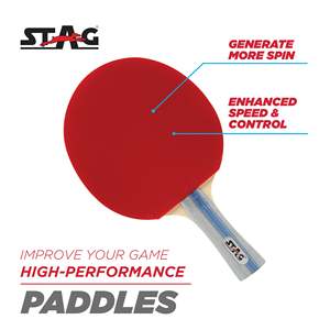 STAG ICONIC Ensemble de tennis de table professionnel durable 4 étoiles 2 raquettes et 3 balles premium avec étui en bois, caoutchouc et fibre de carbone - Product Image 5