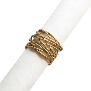 Anillos de servilleta de diseñador de forma redonda con cable Anillos de servilleta de oro Anillo de servilleta de uva en relieve antiguo - Product Image 5