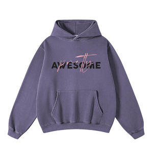 Meilleures ventes de sweat à capuche lavé à l'acide pour hommes pullover à manches longues Street Wear sweats à capuche pour hommes adultes avec logo sérigraphié - Product Image 2