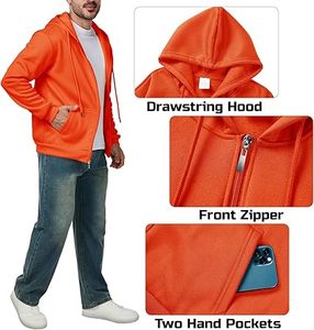 Sweat-shirts décontractés pour hommes en hiver, couleur unie, 100% coton, doublure en polaire, tricot, coupe régulière, séchage rapide et respirant, haute qualité - Product Image 1