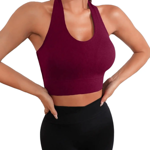 Sujetador deportivo de Yoga para mujer de tela acanalada sin costuras de talla grande de alta calidad, ropa deportiva para gimnasio, ropa de entrenamiento, sujetadores para mujer - Product Image 1