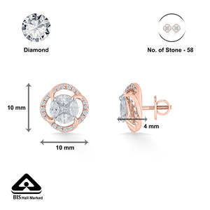 Majestic Sphere <b>Rose</b> <b>Gold</b> <b>Stud</b> <b>Earrings</b> for Women 14k/18k <b>Gold</b> with Diamond Pearl Geometric Trendy Style for Wedding Engagement - Product Image 6