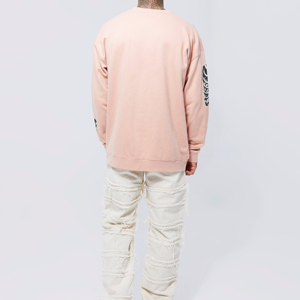 เสื้อสเวตเชิ้ตผู้ชายสีชมพูทรงโอเวอร์ไซส์ พิมพ์ลายหัวกะโหลกและโครงกระดูก แขนยาว คอกลม สวมใส่สบาย ผ้าถักนิตติ้ง ผ้าฝ้าย เหมาะสำหรับใส่ในฤดูใบไม้ร่วง - Product Image 4