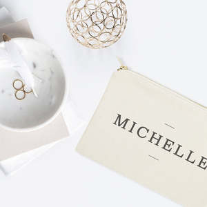 Modern Portable Travel Make-Up Pouch Personalized Name on Water-Resistant Polyester Style Embroidery Closure Type Zipper - Product Image 2