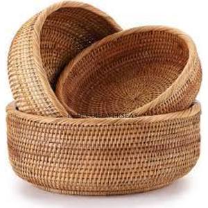 ตะกร้าหวายทรงกลมสำหรับจัดเก็บของดีไซน์เนอร์ศิลปะสุดหรูพร้อมที่จับ - Product Image 4