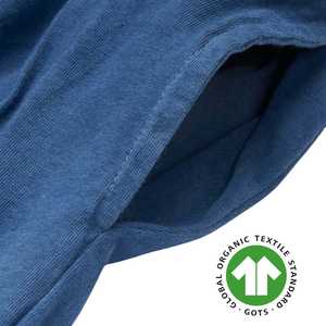 กางเกงขาสั้นกีฬาผ้าฝ้ายออร์แกนิกสำหรับผู้ชายผ้าเจอร์ซีย์ย้อมสีครามผ้าเจอร์ซีย์ขนาด5.4ออนซ์ผ้าเย็บตะเข็บ6นิ้วนุ่มมากระบายอากาศได้มีสายคาดเอวยืดได้ - Product Image 4