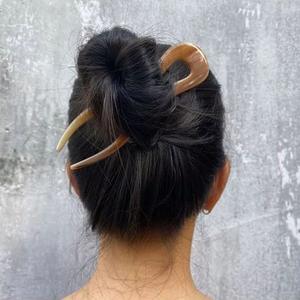 กิ๊บติดผมทำจากเขาควายขัดเงาสำหรับผู้หญิง ไม้จัดแต่งทรงผมจากเขาควาย อุปกรณ์เสริมจากธรรมชาติ - Product Image 4