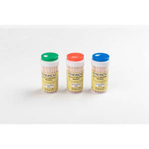 Porte-cure-dents en plastique avec 200 cure-dents en bambou, 12 paquets x 24 pièces, B2B - Product Image 1