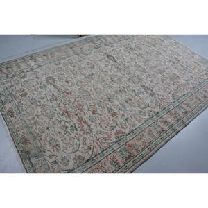 Traditionnel Beige Bleu 6X9 pieds Vintage Tapis Turc Grande Surface Patchwork Conception Latex Viscose Laine pour Couloir Rectangle Chambre - Product Image 2