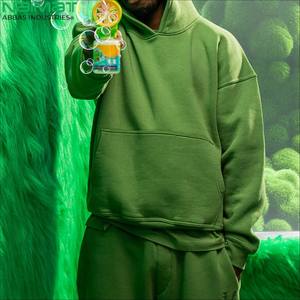 Unisex de talla grande verde 100% algodón transpirable de secado rápido ecológico conjunto de chándal de invierno entrenamiento de gimnasia Jogging Fitness alto - Product Image 5