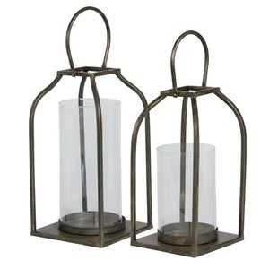 Linterna de vela de metal y vidrio con revestimiento negro para el hogar, linterna colgante para acampar en interiores y exteriores, disponible a los mejores precios - Product Image 3