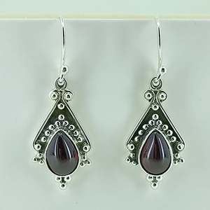 Jeweltech Natural Garnet Dangle <b>Drop</b> <b>Earrings</b> 925 Sterling Silver Women's Handmade Boho Wedding Party Gift Jewelry - Product Image 5